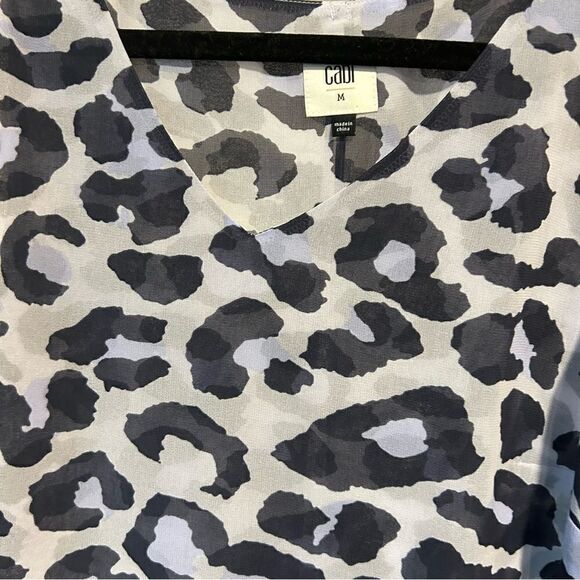 cabi Feline Purple Lavender Animal Print Peplum Blouse - Picture 6 of 11